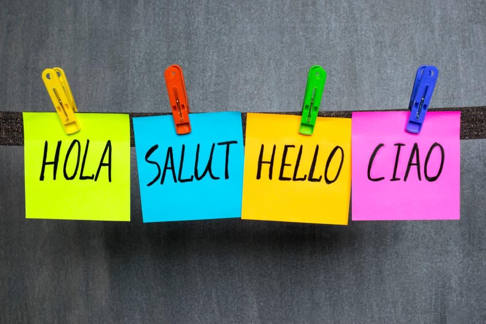 The word "hello" in different languages.