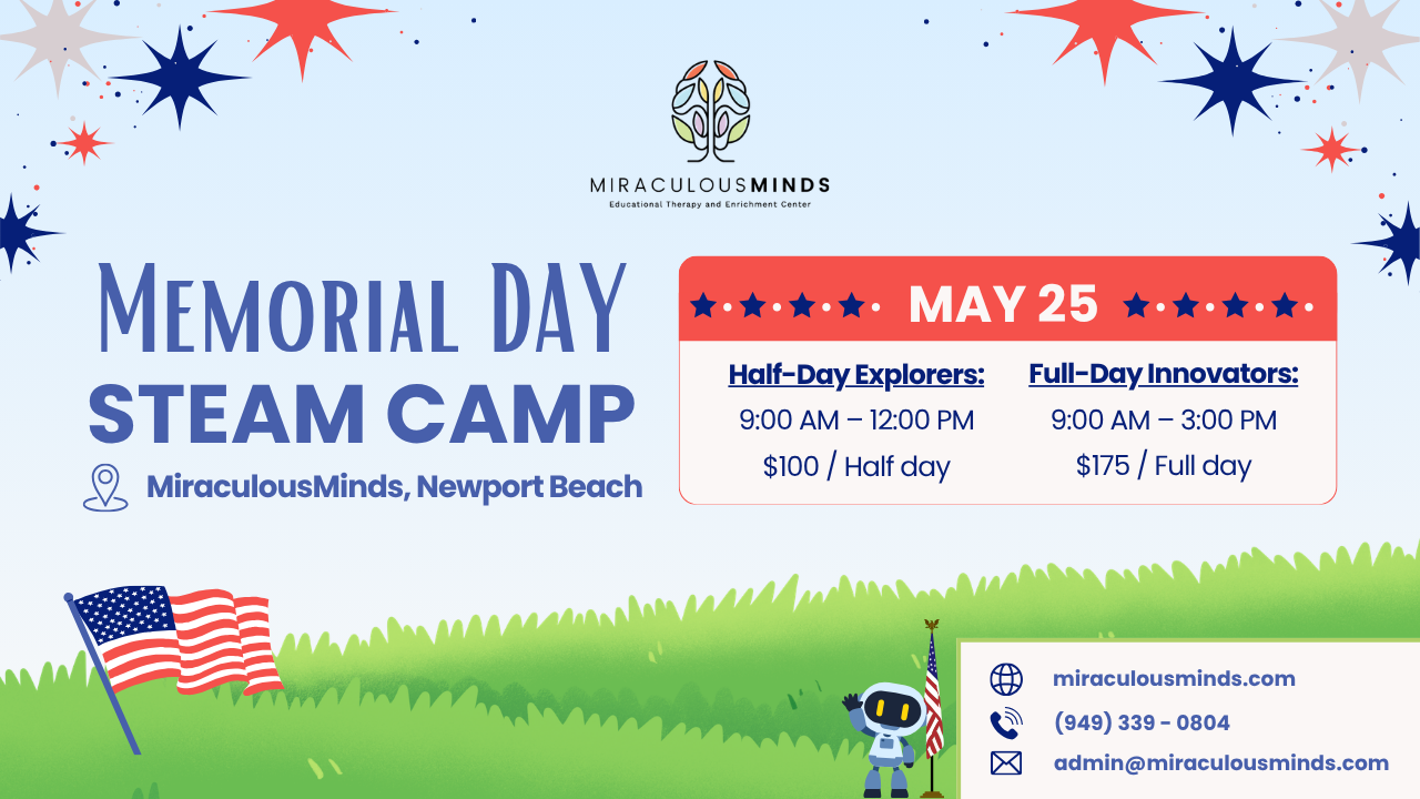 Give your child a fun, brain-boosting Memorial Day! Limited spots with half- and full-day options available.